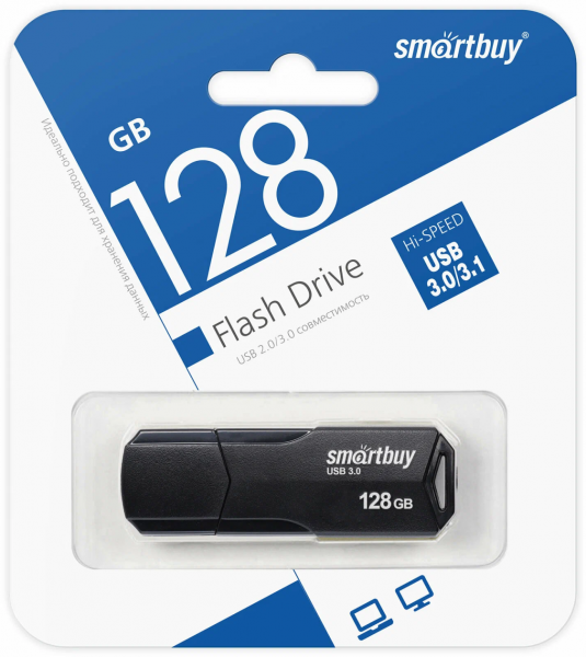 Флэш-память Smartbuy Clue USB 2.0 128Gb Black - интернет-магазин Сотомикс в Череповце