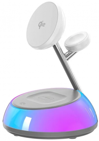 Беспроводное ЗУ WIWU Aurora Qi2 3in1 Wireless Charger Wi-W036 15W White - интернет-магазин Сотомикс в Череповце