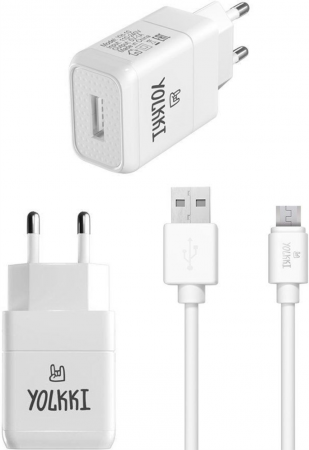 СЗУ Yolkki Micro USB YH-10M 1A (провод разъемный) белый - интернет-магазин Сотомикс в Череповце