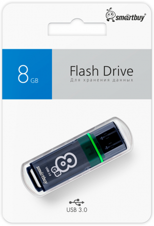 Флэш-память Smartbuy Glossy Series USB 3.0 8Gb Dark Grey - интернет-магазин Сотомикс в Череповце