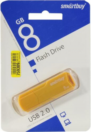 Флэш-память Smartbuy Clue Series USB 2.0 8Gb Yellow - интернет-магазин Сотомикс в Череповце