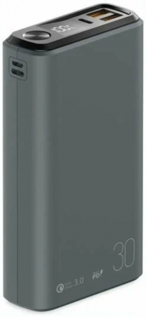 АКБ Olmio внешний QS-30 30000mAh 22.5W QuickCharge 3.0/PD LCD Dark Grey (043845) (с/н) - интернет-магазин Сотомикс в Череповце