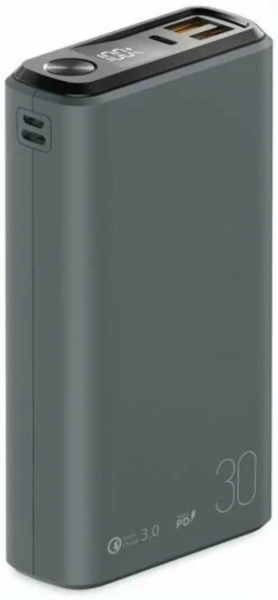 АКБ Olmio внешний QS-30 30000mAh 22.5W QuickCharge 3.0/PD LCD Dark Grey (043845) (с/н) - интернет-магазин Сотомикс в Череповце